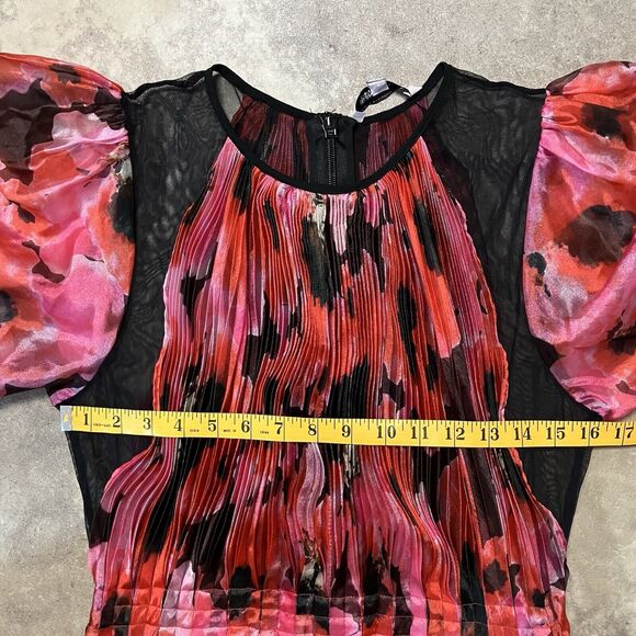 Bibhu Mohapatra Collective Dress Womens 12 Multi‎ Pleated Floral Hi Low Hemline - Picture 2 of 9